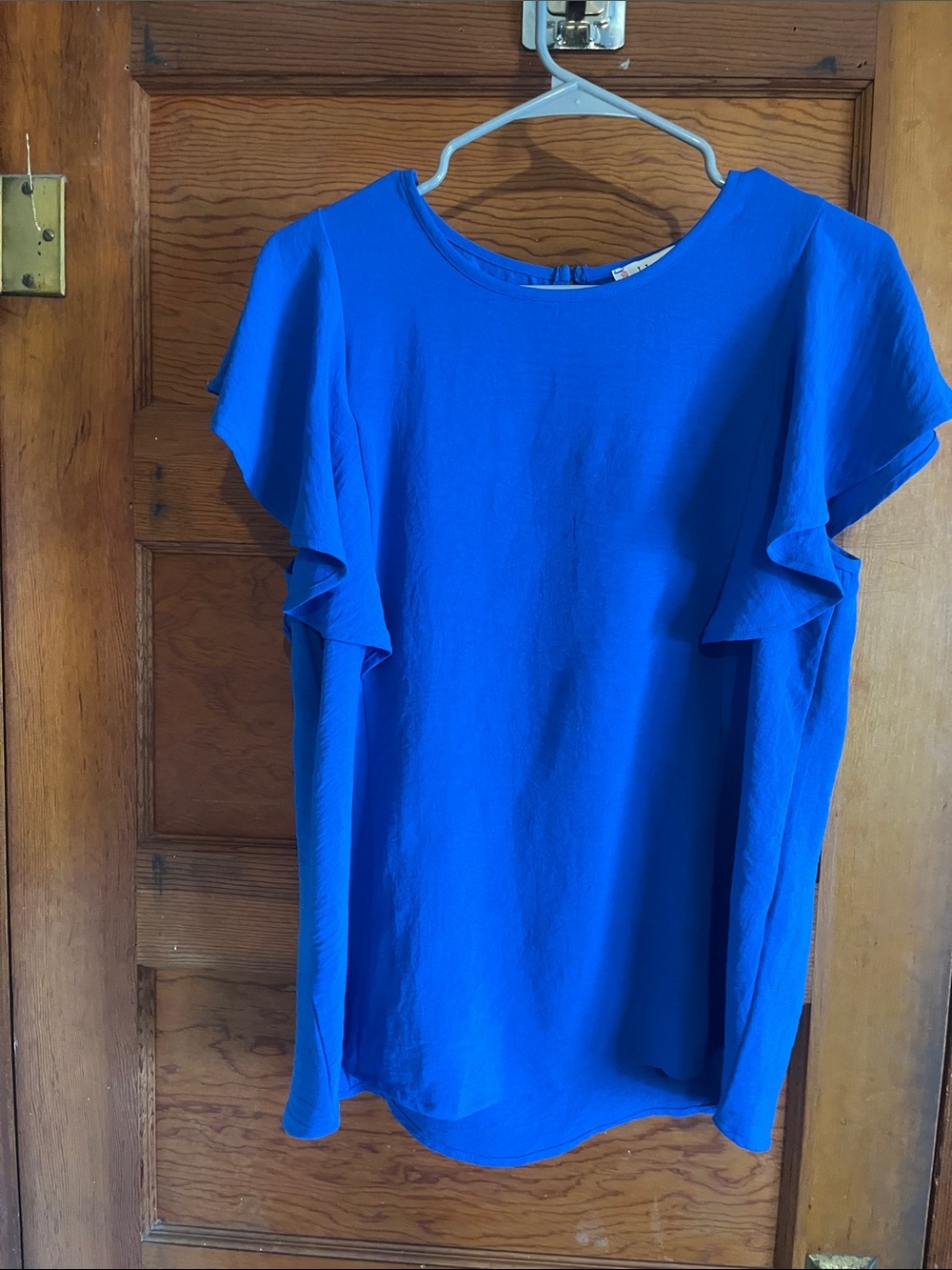 Women's Royal Blue Flutter Sleeve Blouse